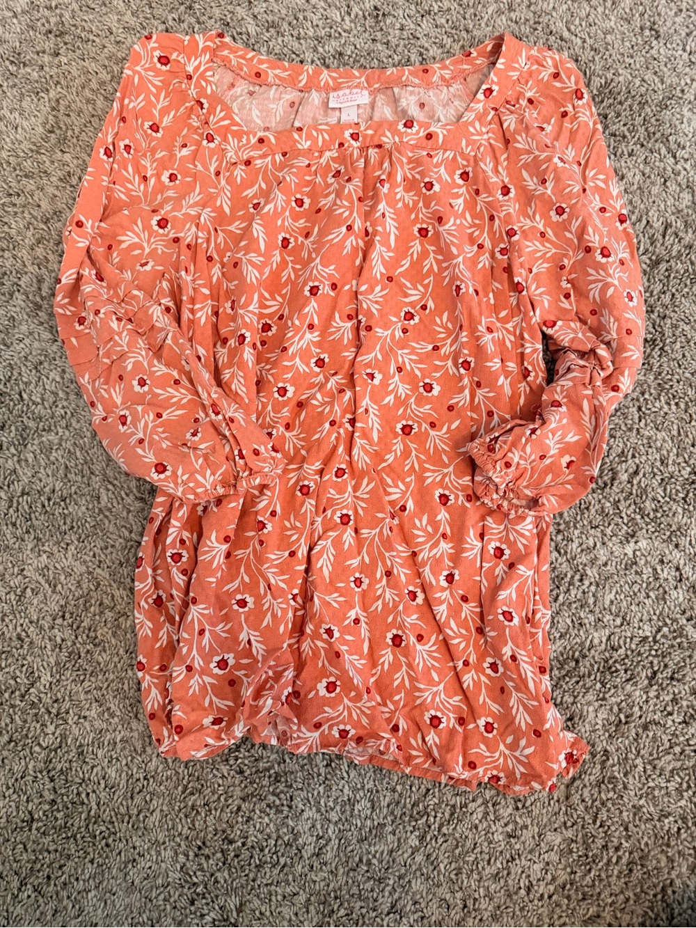 Women’s Coral Floral Peasant Top